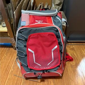 Rawlings Red and Gray youth baseball bag